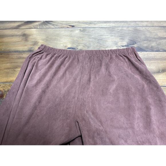 Bryn Walker L Ella Sequoia Brown Faux Suede Elastic Wide Leg Crop Pants Gauchos - Picture 6 of 9
